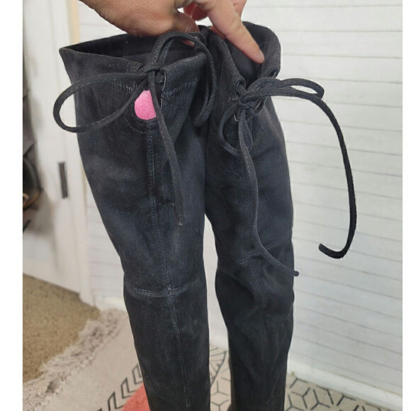 STEVE MADDEN "GORGEOUS" VEGAN SUEDE OVER THE KNEE BLACK BOOTS, sz 10 - Picture 5 of 16